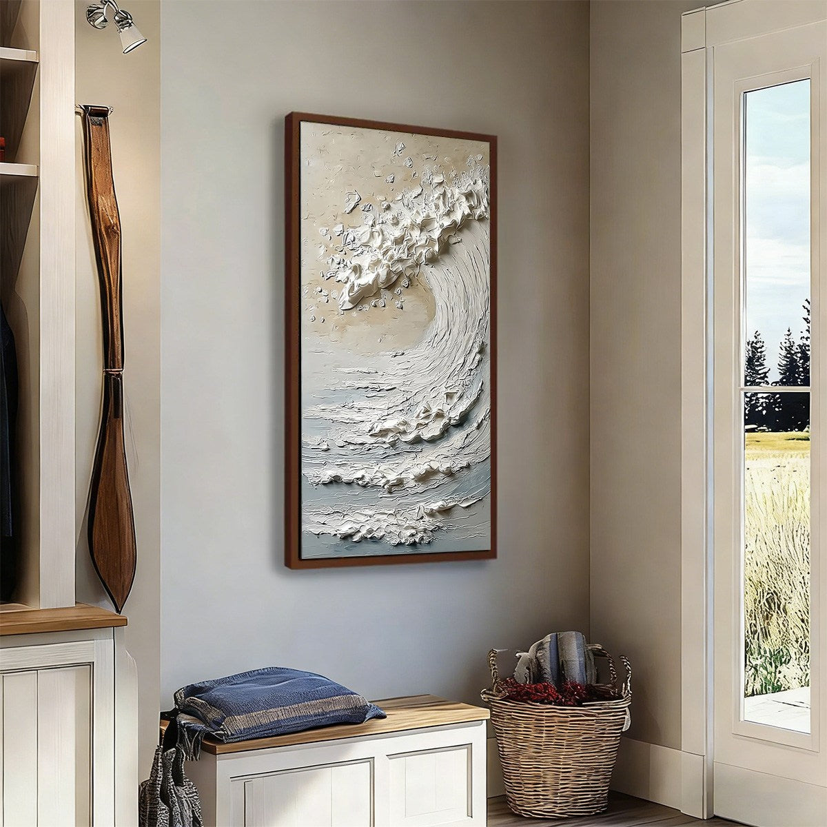 TIDAL SERENITY: Textured Wabi Sabi Ocean Wave Painting - Image 8