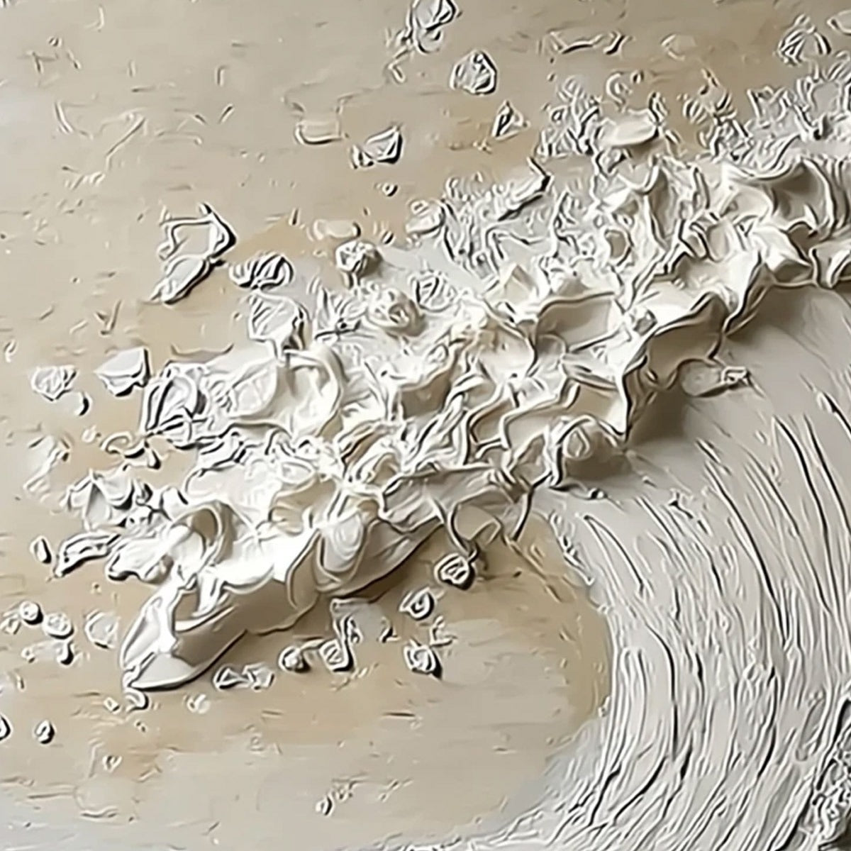TIDAL SERENITY: Textured Wabi Sabi Ocean Wave Painting - Image 5