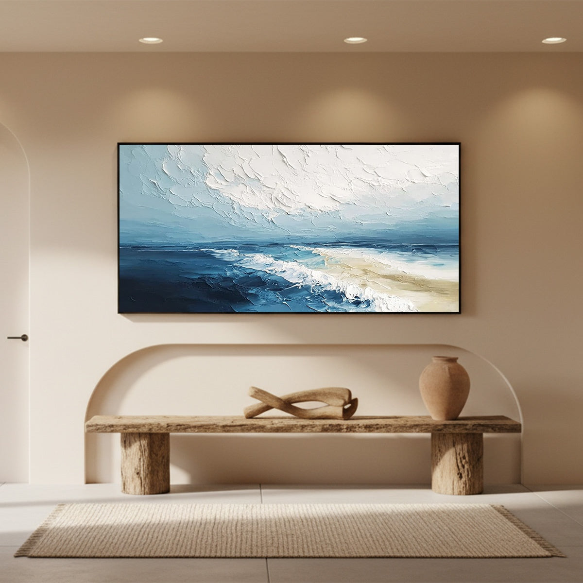 TIDAL WHISPER: Textured Impasto Coastal Seascape Oil Painting - Image 2
