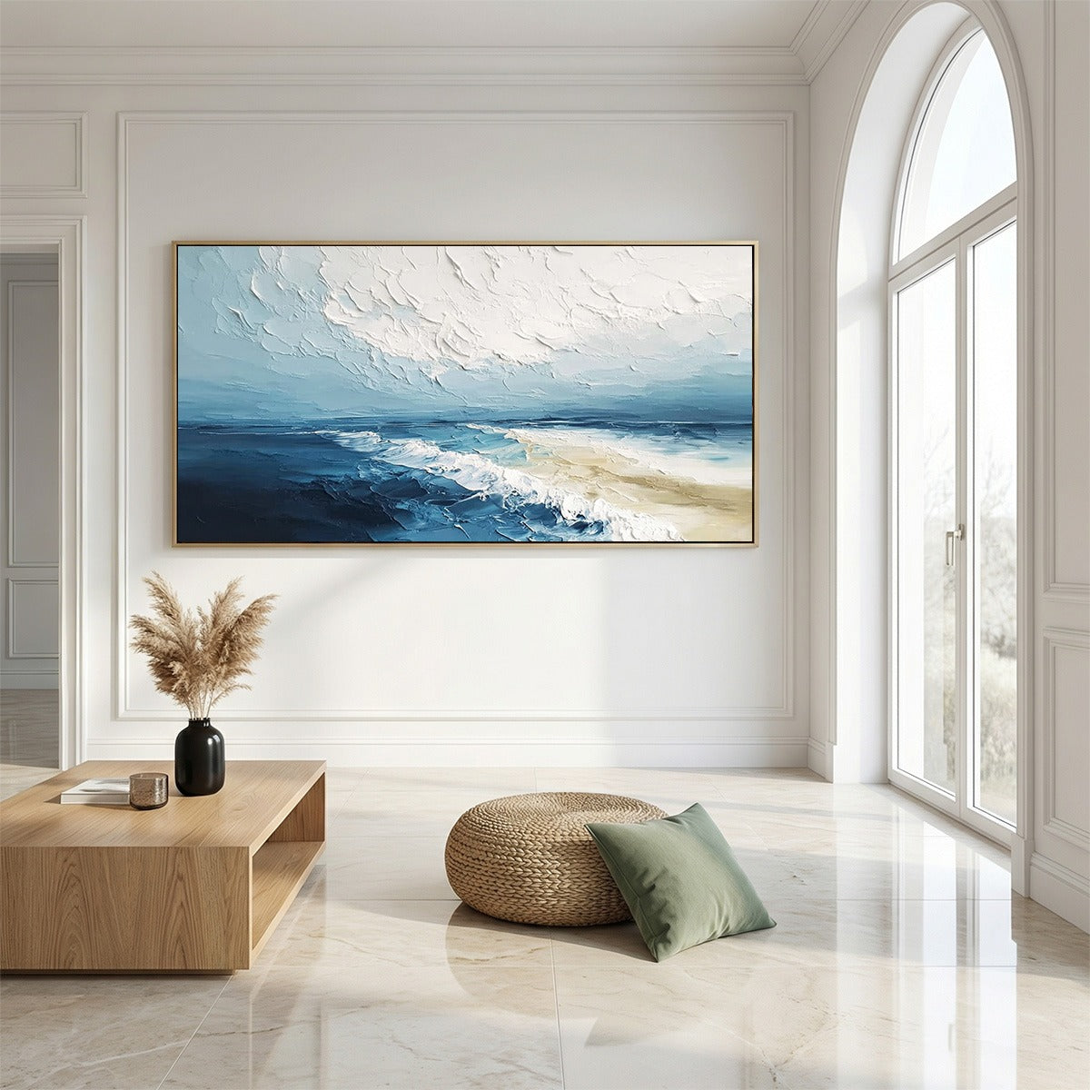 TIDAL WHISPER: Textured Impasto Coastal Seascape Oil Painting - Image 4