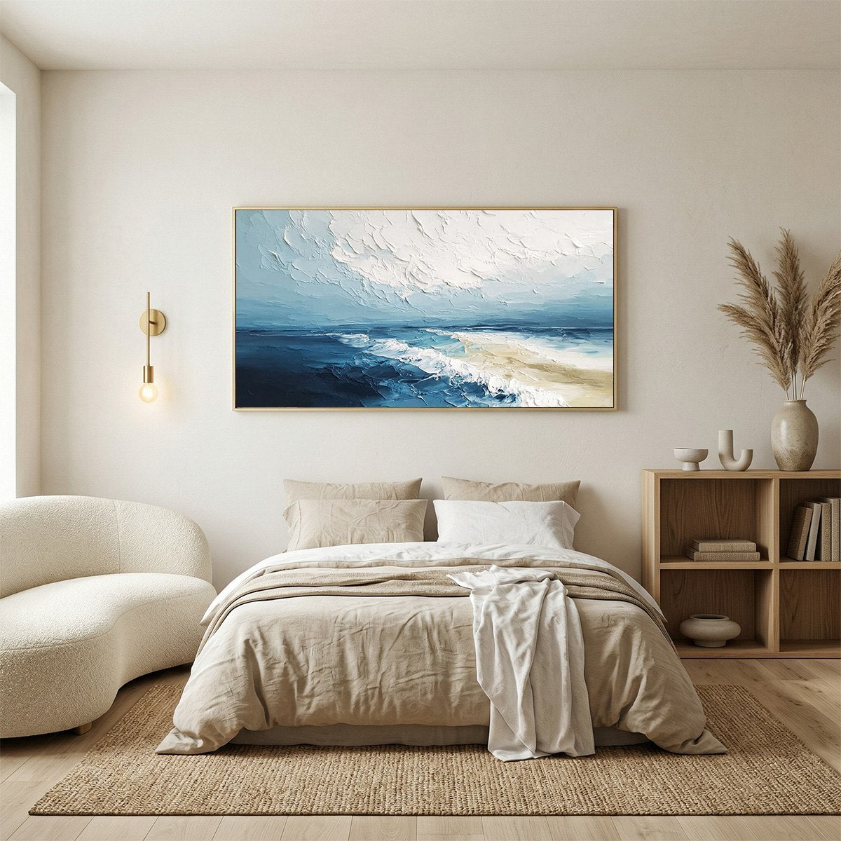 TIDAL WHISPER: Textured Impasto Coastal Seascape Oil Painting - Image 6