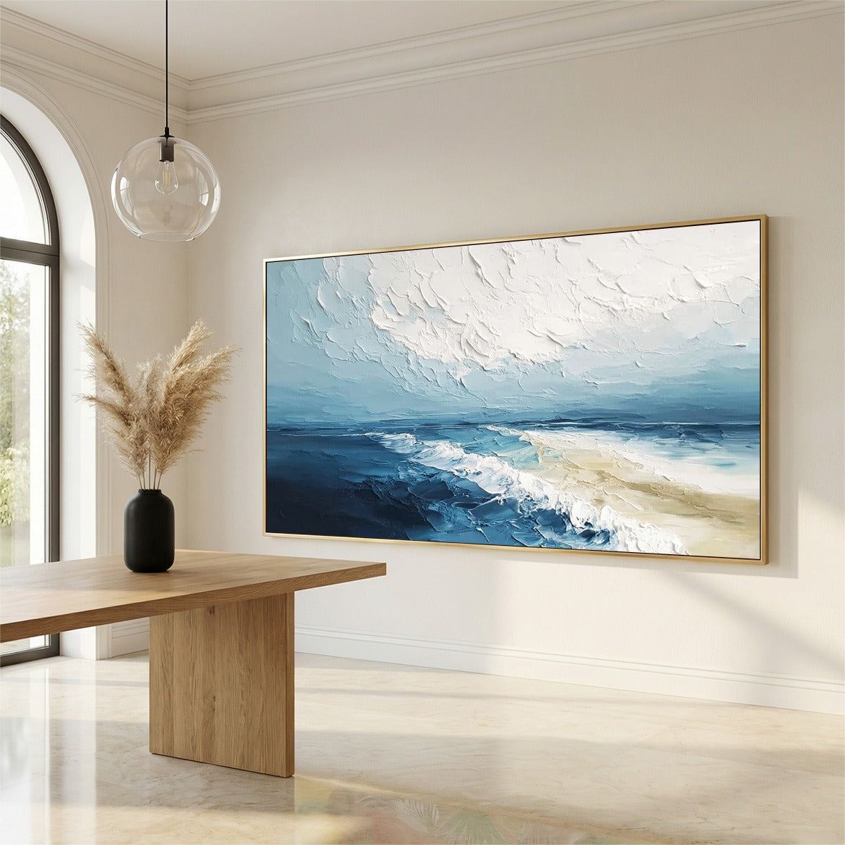 TIDAL WHISPER: Textured Impasto Coastal Seascape Oil Painting - Image 7
