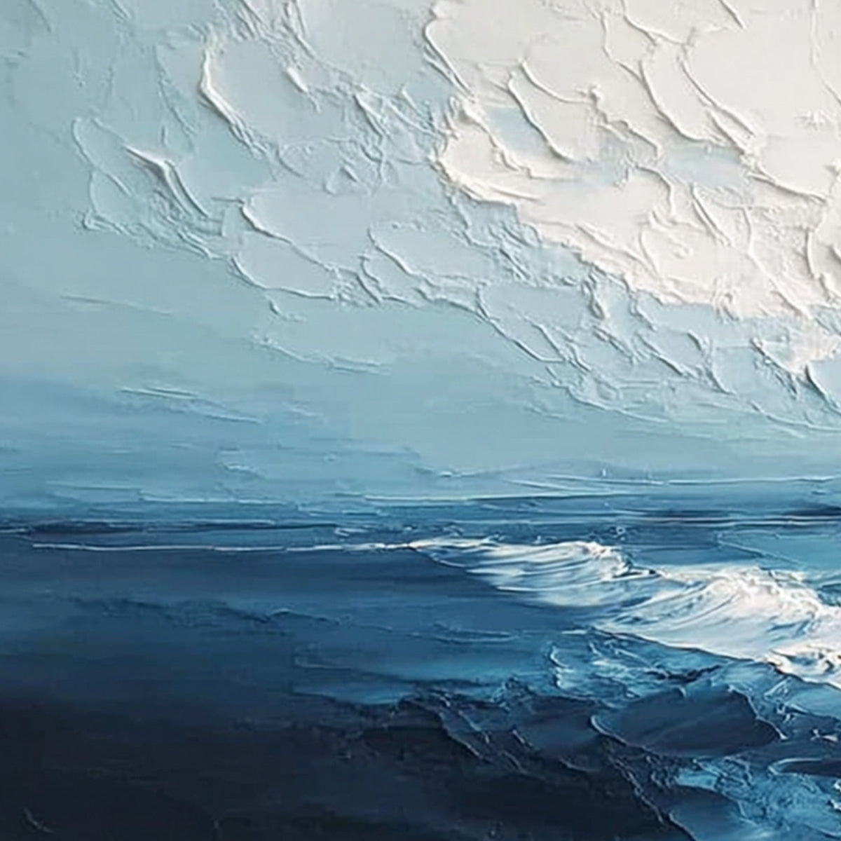 TIDAL WHISPER: Textured Impasto Coastal Seascape Oil Painting - Image 3