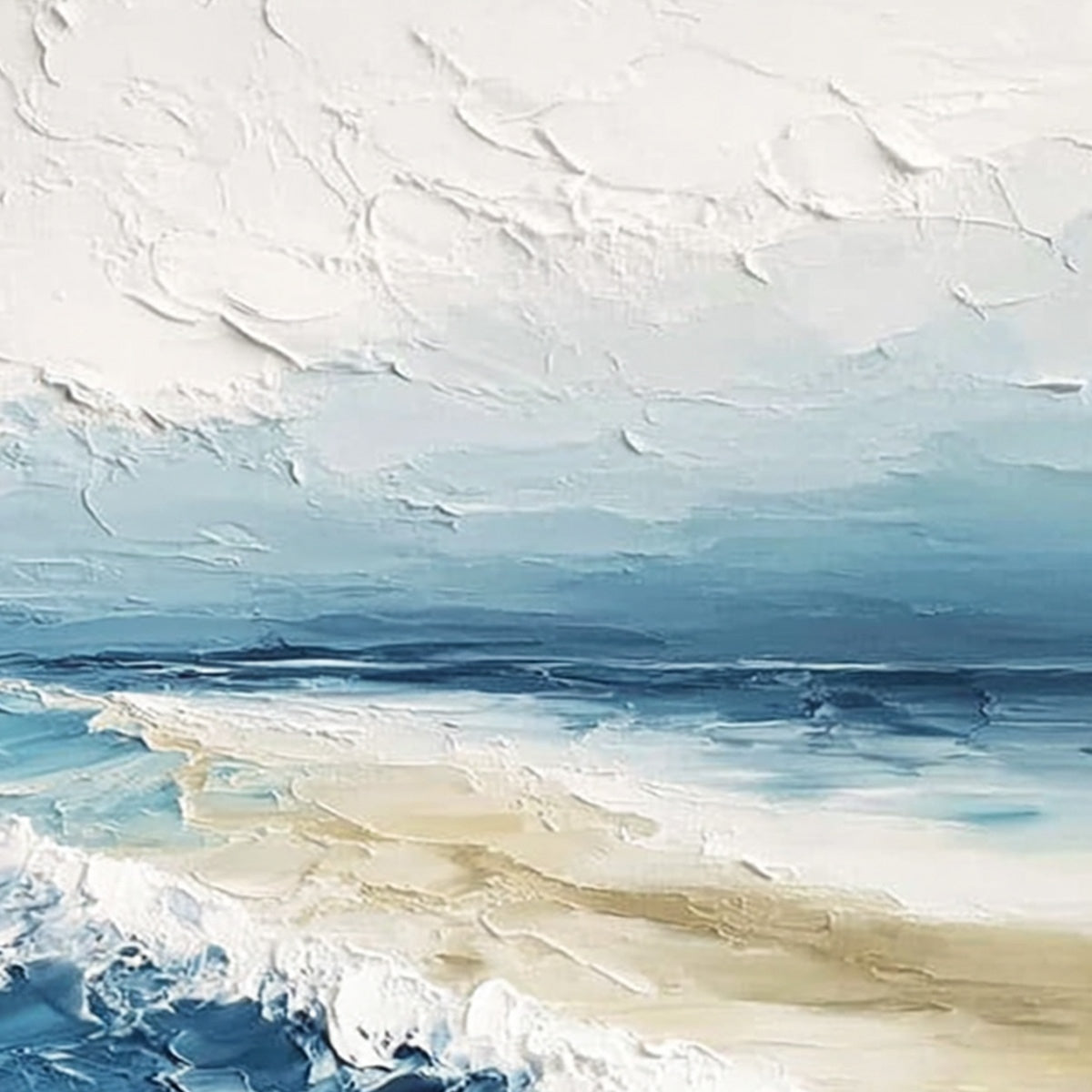 TIDAL WHISPER: Textured Impasto Coastal Seascape Oil Painting - Image 5