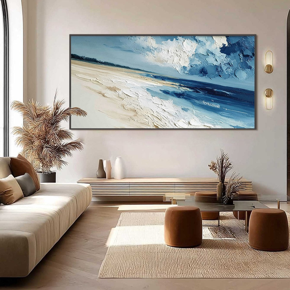 TIDAL WHISPER: Textured Impasto Seascape Oil Painting for Coastal Decor - Image 6