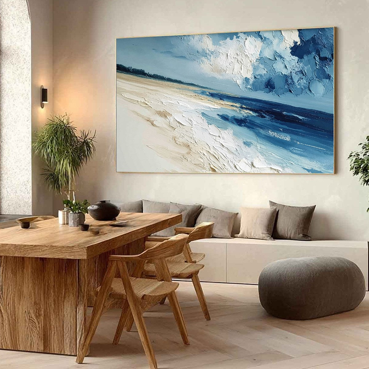 TIDAL WHISPER: Textured Impasto Seascape Oil Painting for Coastal Decor - Image 7