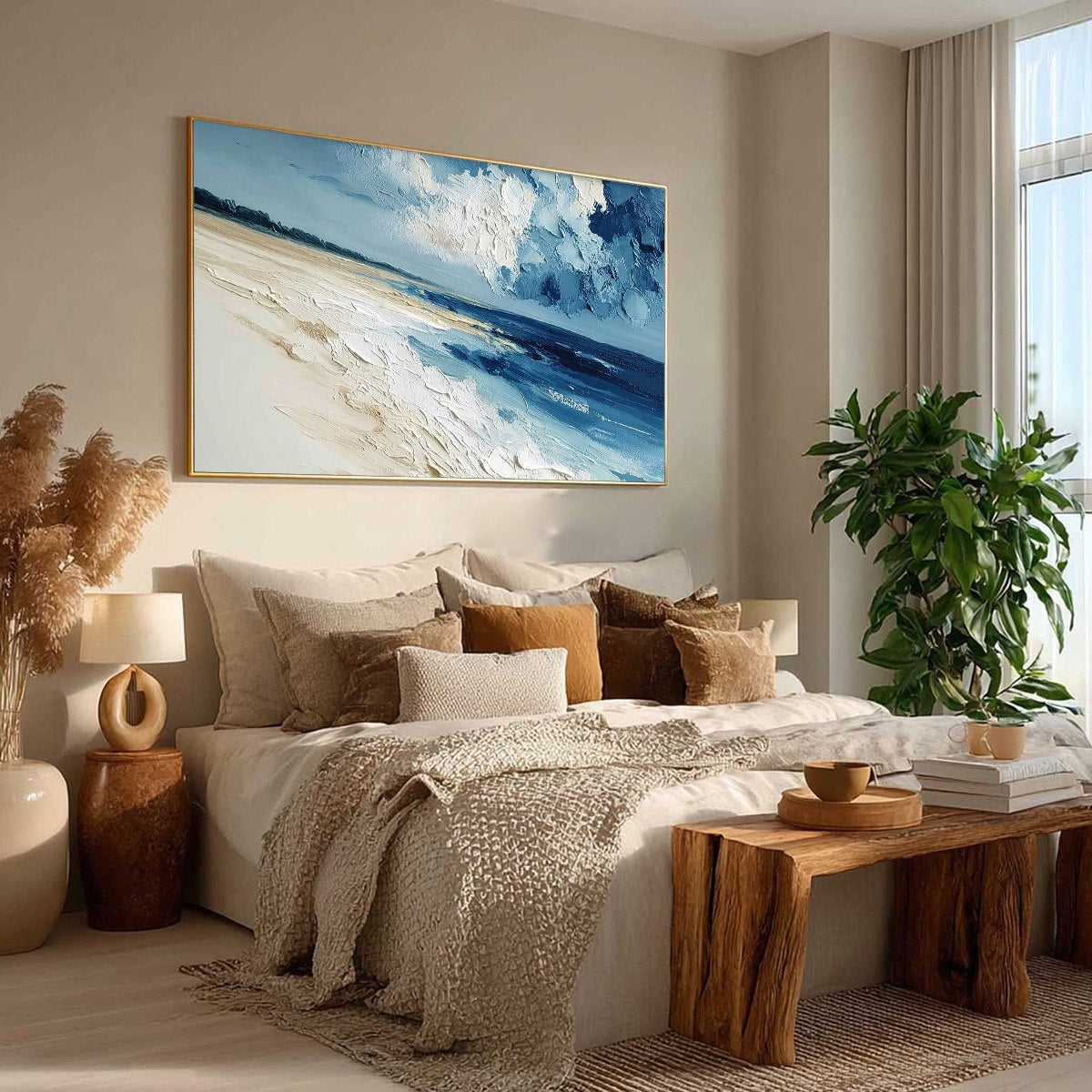 TIDAL WHISPER: Textured Impasto Seascape Oil Painting for Coastal Decor - Image 8
