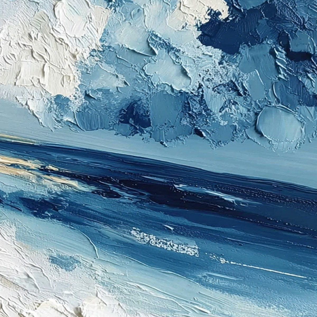 TIDAL WHISPER: Textured Impasto Seascape Oil Painting for Coastal Decor - Image 5