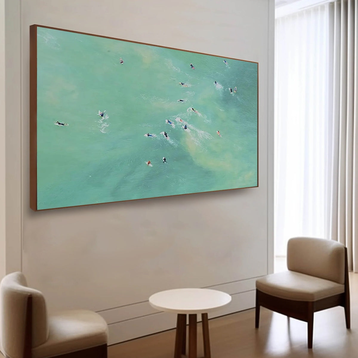 TIDAL CHASE: Aerial Surfer Sports Scene Painting - Image 6
