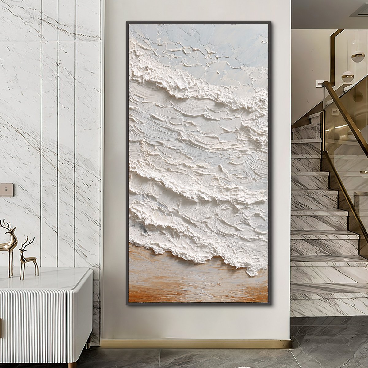 TIDAL CREST: Heavy Texture Impasto Ocean Wave Painting - Image 4