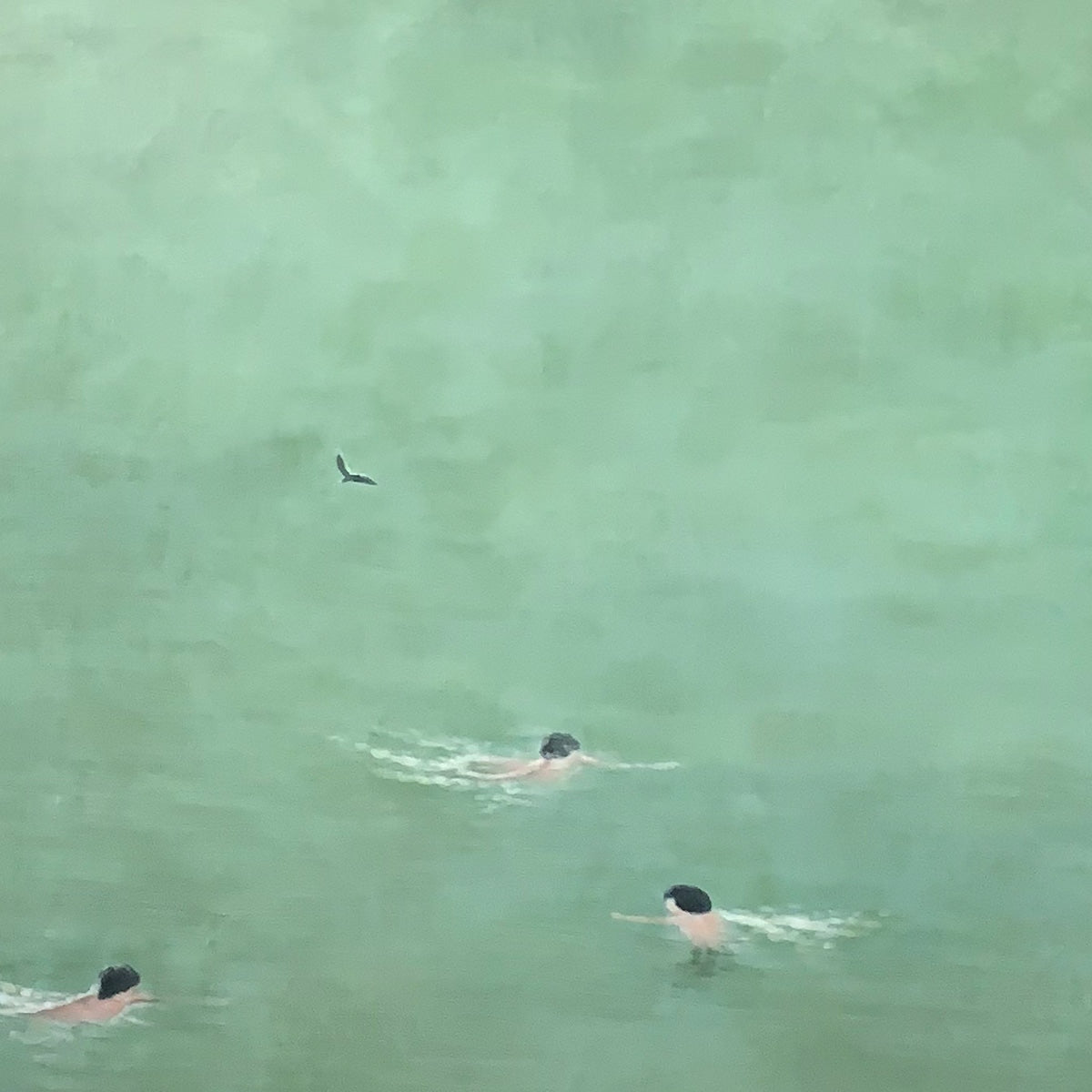 TIDAL GLIDE: Minimalist Swimmer Sports Oil Painting - Image 3