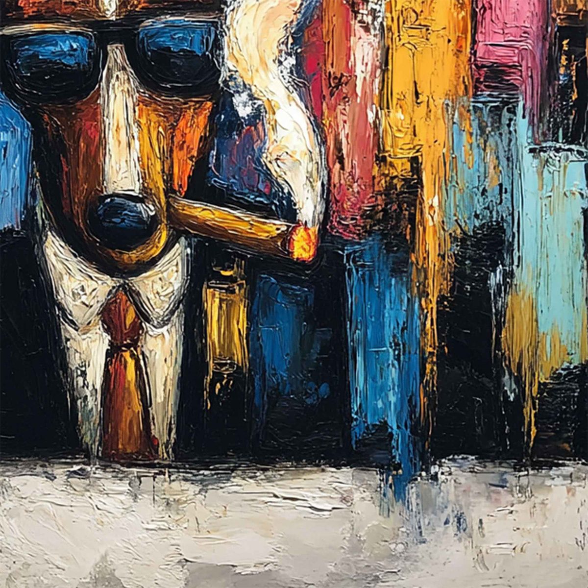 TOP DOG: Textured Impasto Painting of a Dog in the City - Image 3