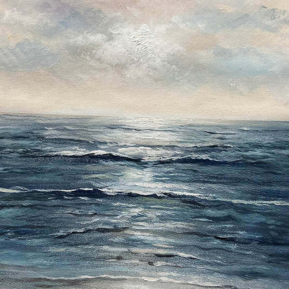 TRANQUIL SHORES: Serene Coastal Landscape Oil Painting - Image 6