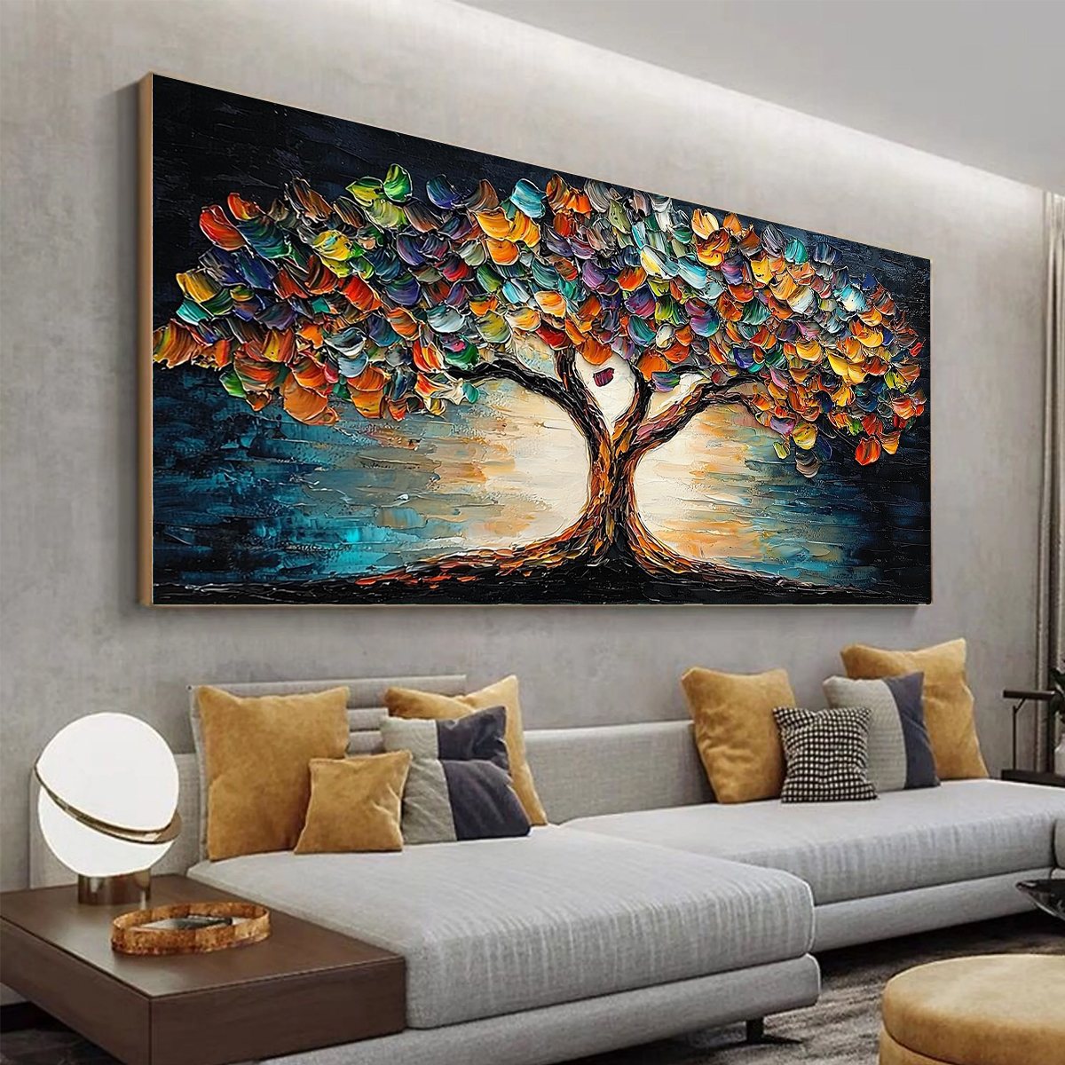 TREE OF LIFE: Textured Impasto Colorful Tree Oil Painting - Image 4