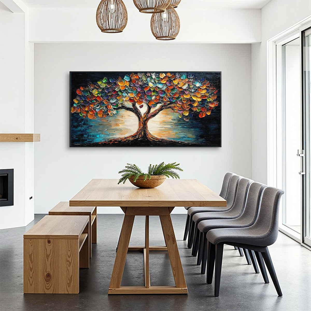 TREE OF LIFE: Textured Impasto Colorful Tree Oil Painting - Image 5