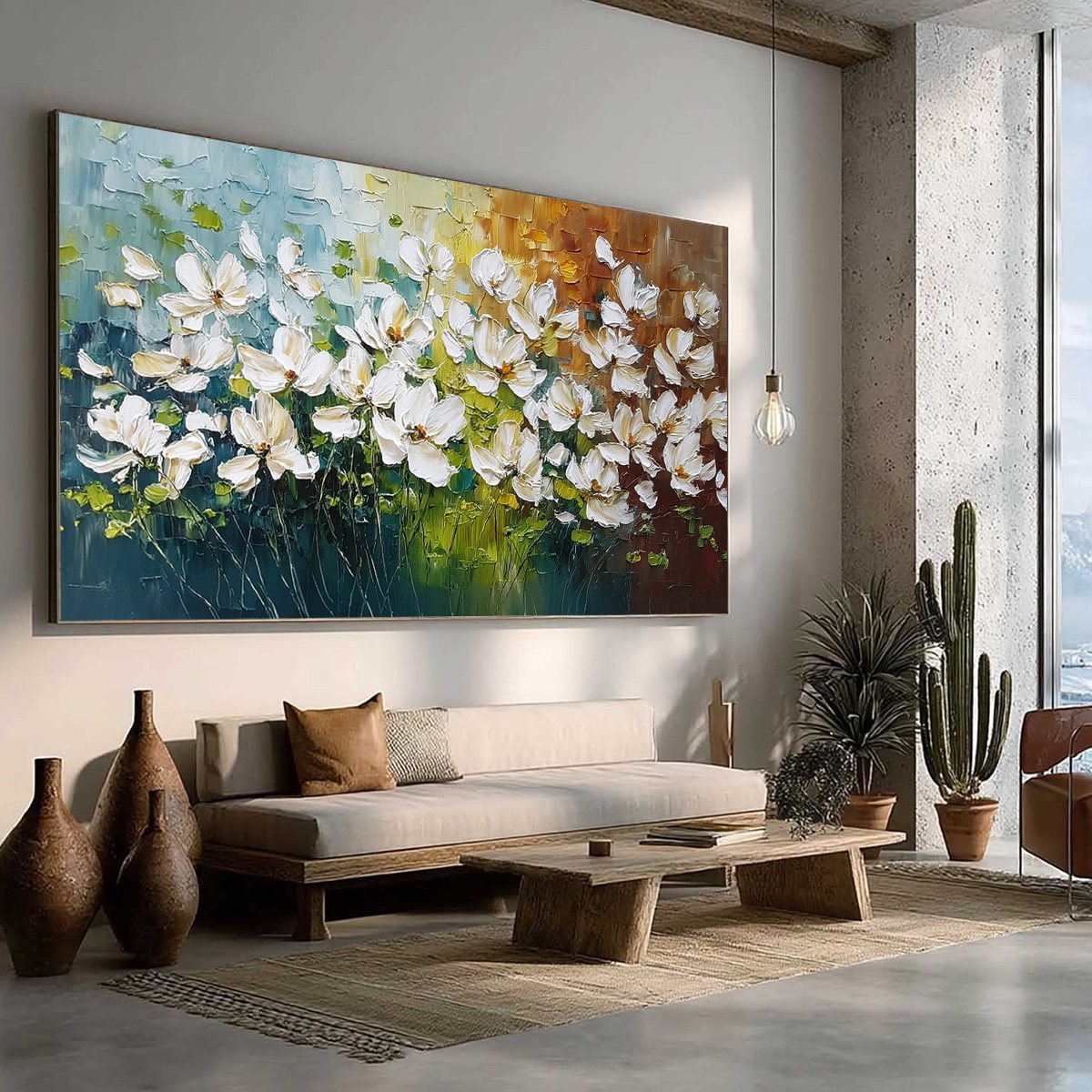TUSCAN BLOOM: Textured Palette Knife Floral Oil Painting - Image 8