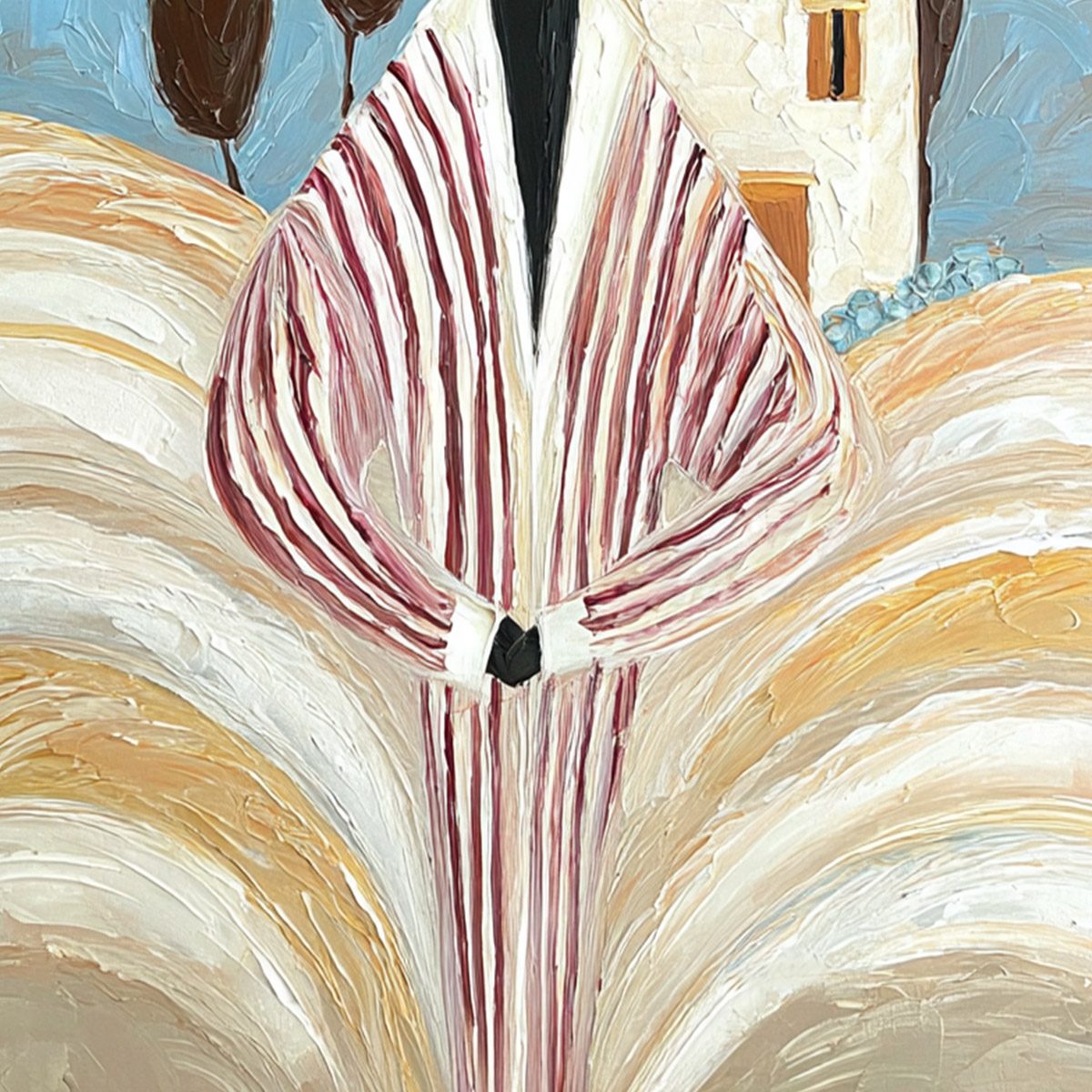 TUSCAN REVERIE: Textured Impasto Painting of a Figure in a Tuscan Landscape - Image 5
