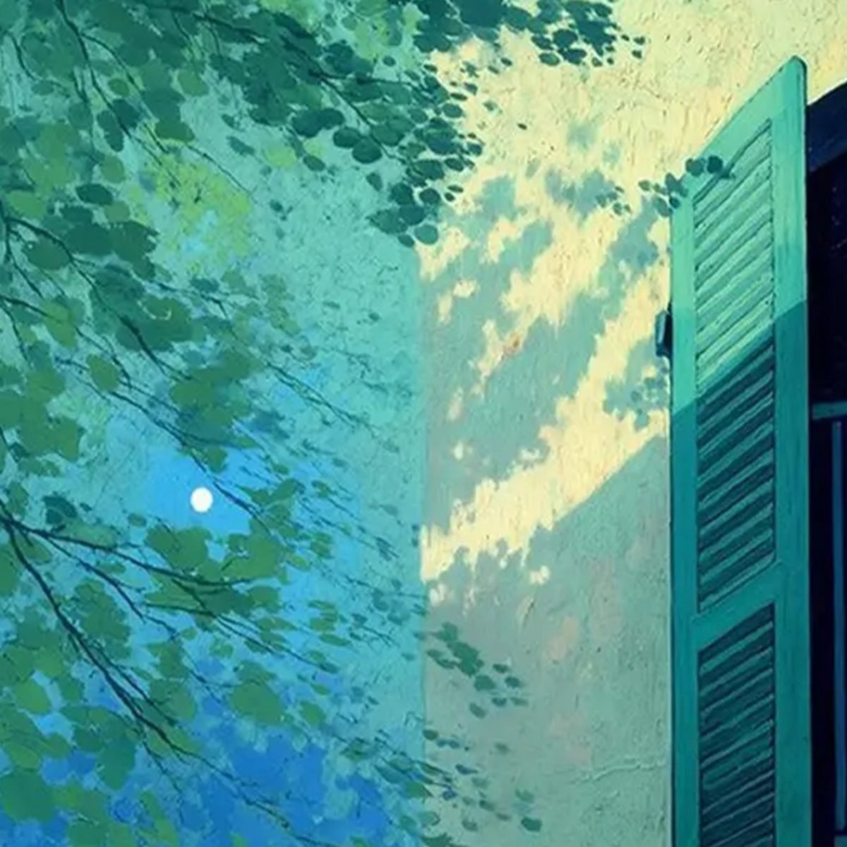 TWILIGHT PERCH: Minimalist Night Window Cat Oil Painting - Image 5