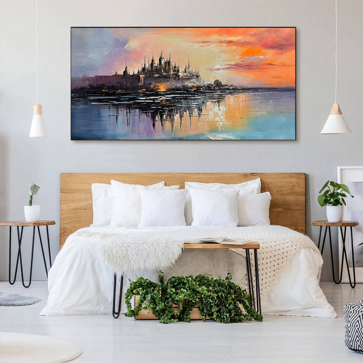 TWILIGHT KINGDOM: Panoramic Castle Landscape Oil Painting - Image 6