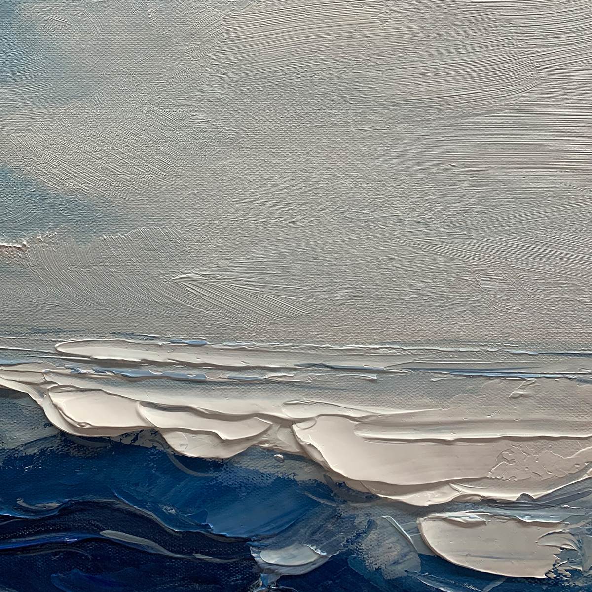 TWILIGHT SEA: Textured Abstract Ocean Oil Painting in Blue - Image 3