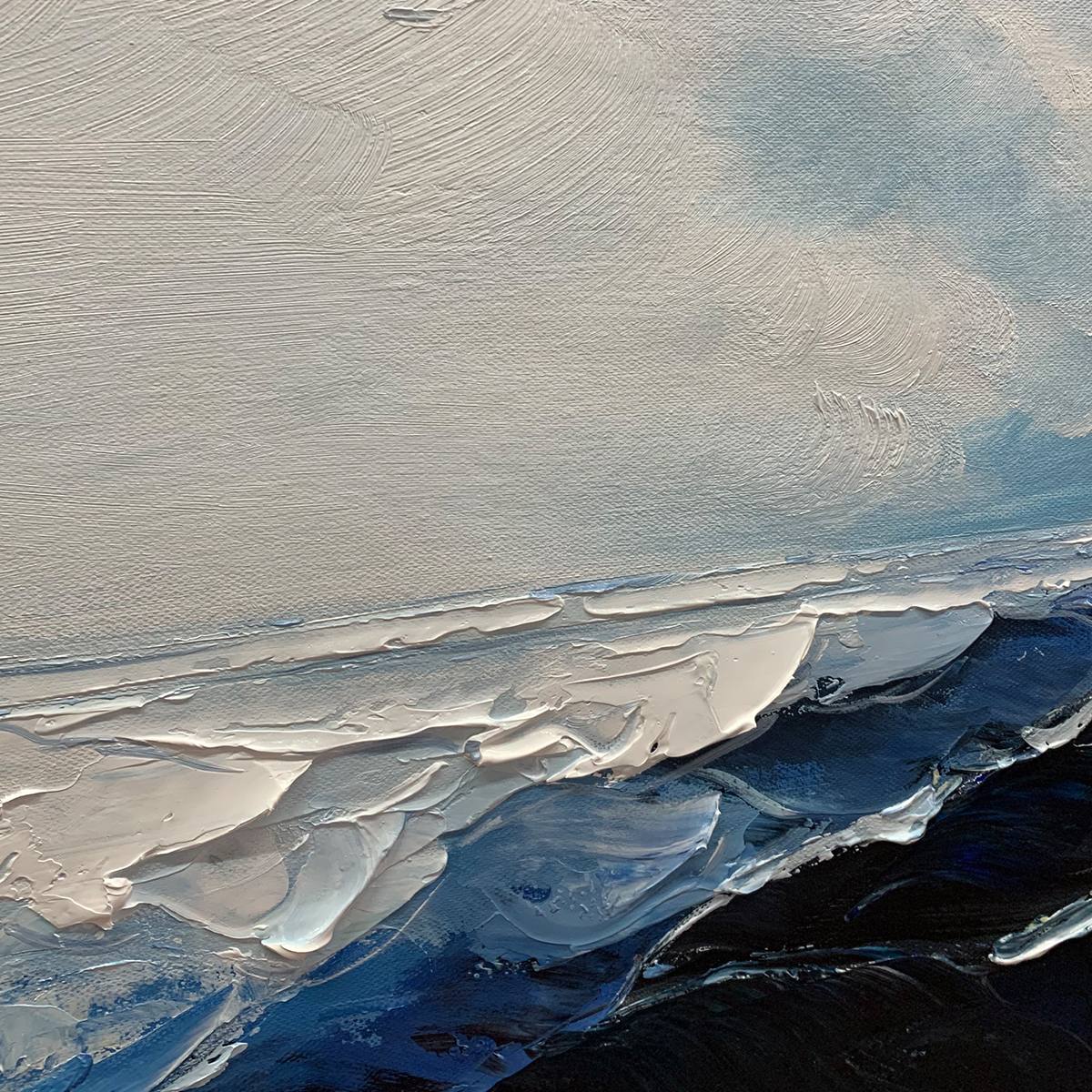 TWILIGHT SEA: Textured Abstract Ocean Oil Painting in Blue - Image 5