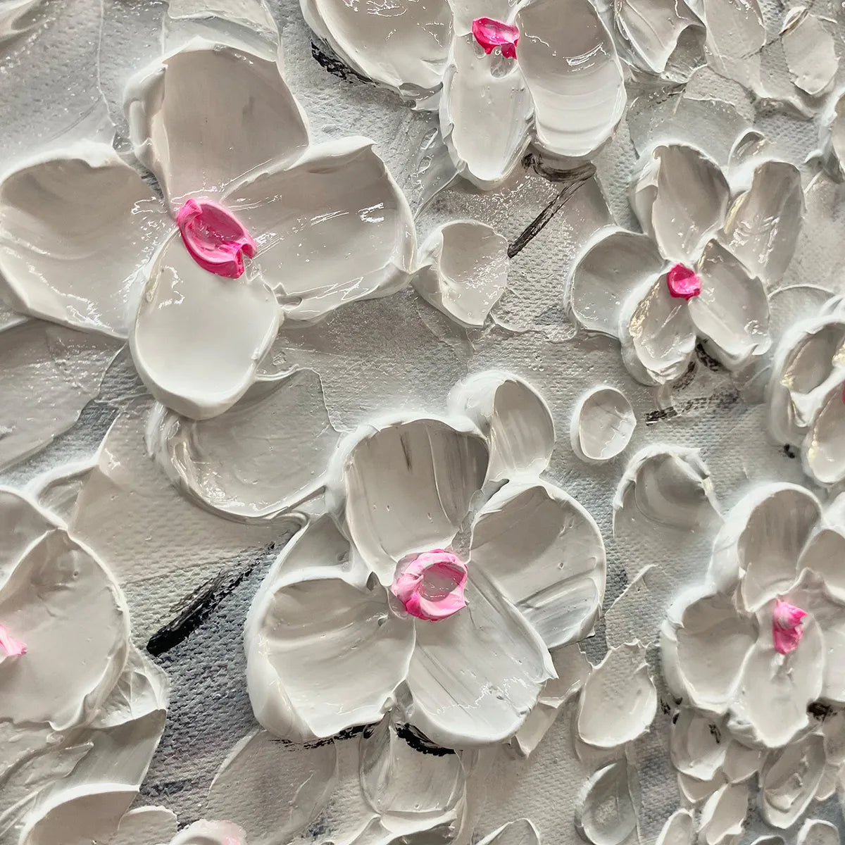 BLOSSOM DREAM: Textured Blossom Tree Painting in White and Gold - Image 3