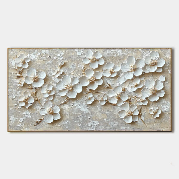 GOLDEN BLOSSOMS: Textured Floral Oil Painting