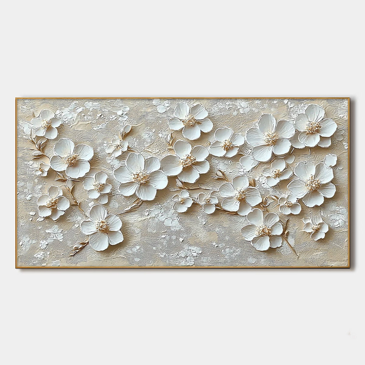 GOLDEN BLOSSOMS: Textured Floral Oil Painting