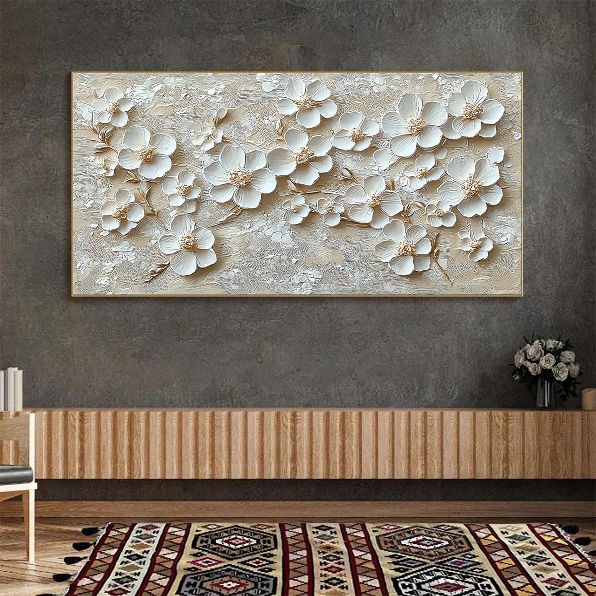 GOLDEN BLOSSOMS: Textured Floral Oil Painting - Image 2