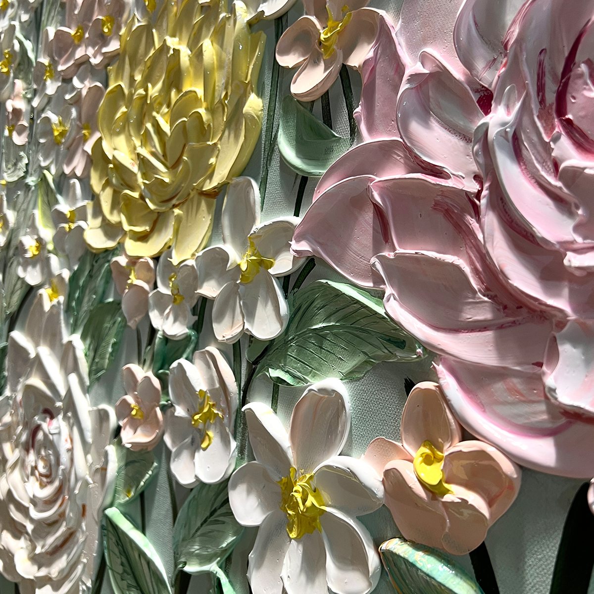 GARDEN RHAPSODY: Textured Floral Oil Painting - Image 3