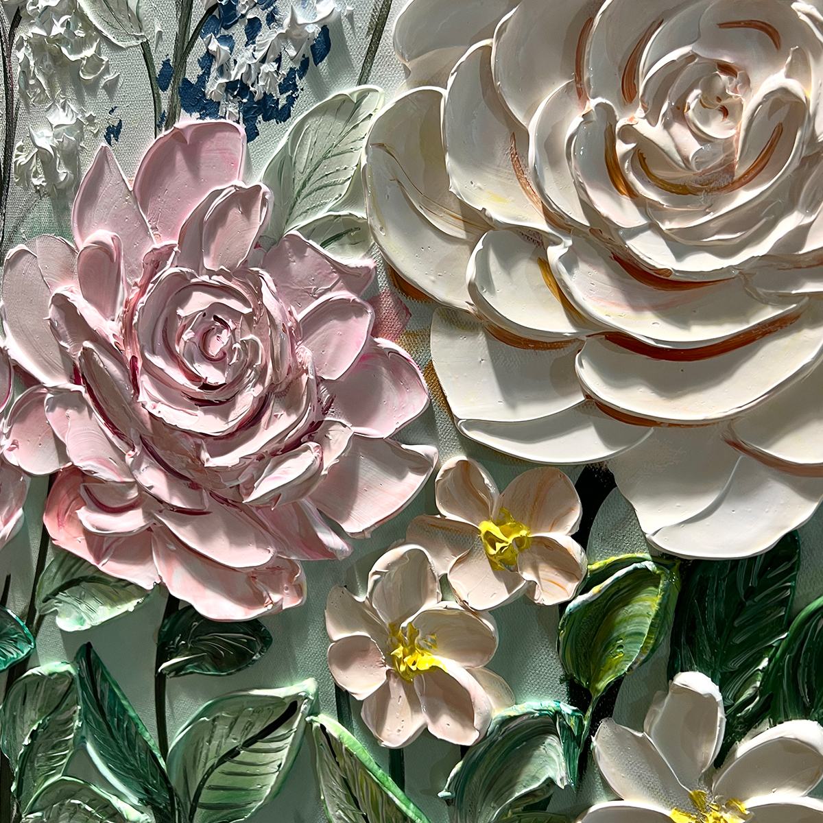 GARDEN RHAPSODY: Textured Floral Oil Painting - Image 6