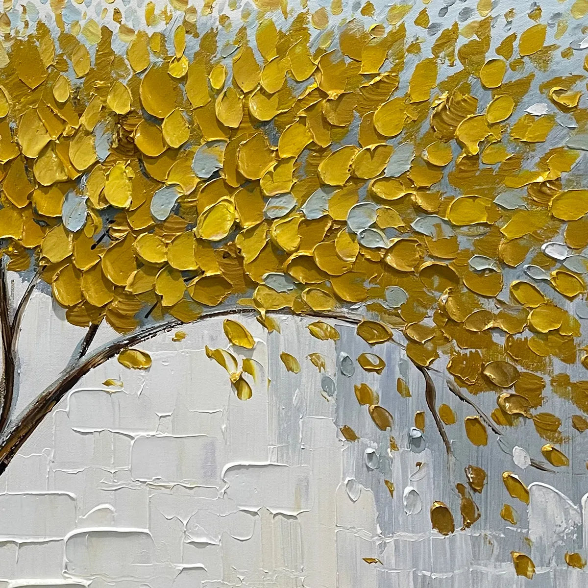 GOLDEN SANCTUARY: Textured Golden Tree Oil Painting on Canvas - Image 3