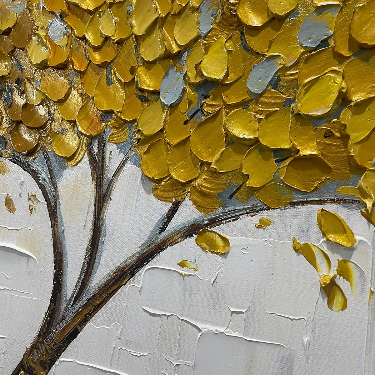GOLDEN SANCTUARY: Textured Golden Tree Oil Painting on Canvas - Image 5