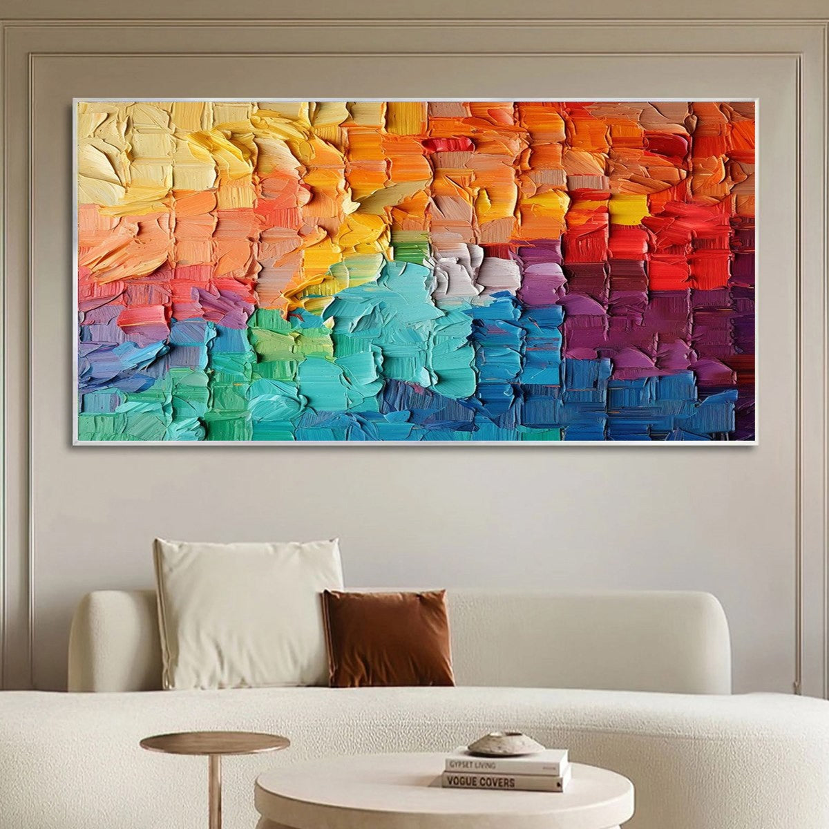 RAINBOW HARMONY: Textured Impasto Abstract Oil Painting - Image 2