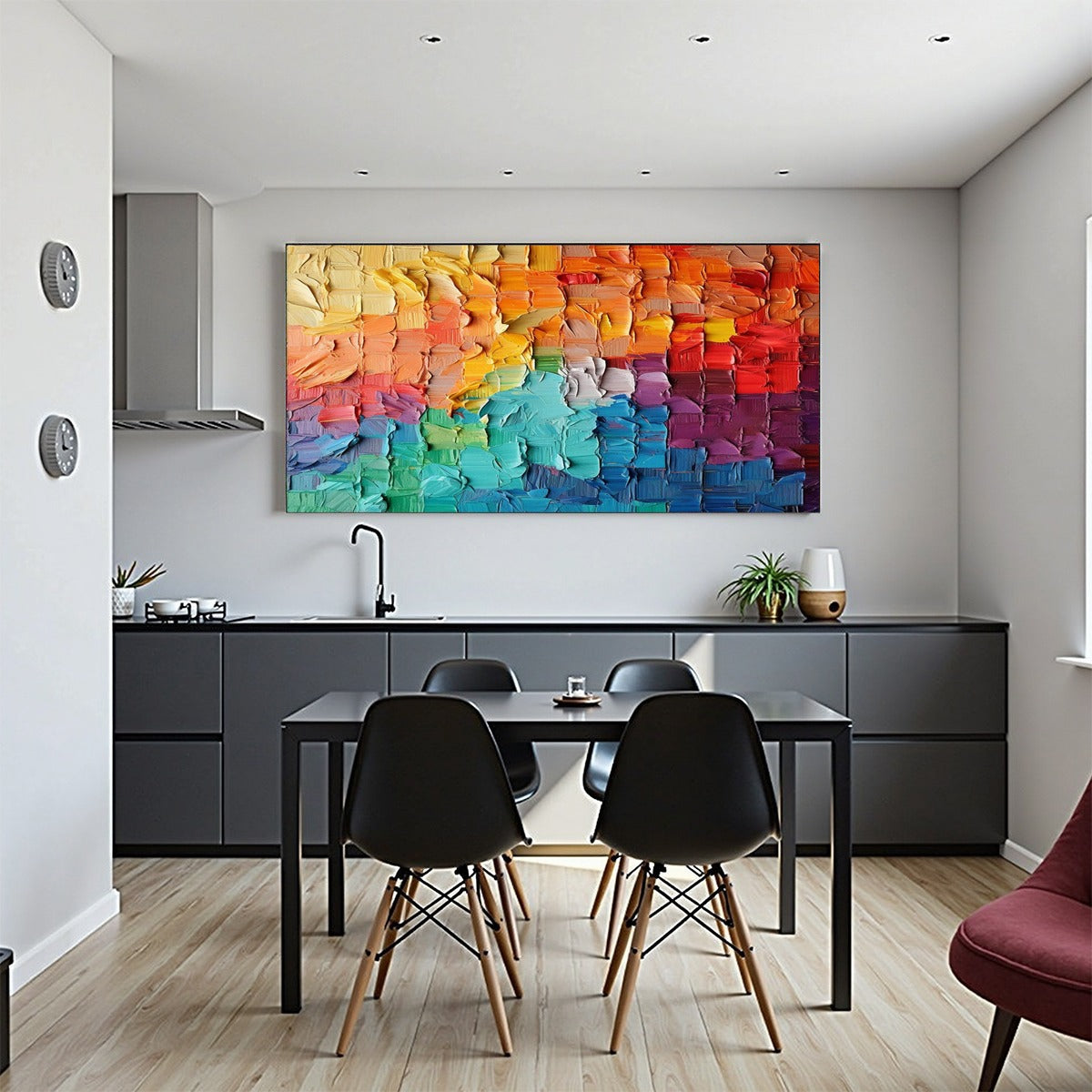 RAINBOW HARMONY: Textured Impasto Abstract Oil Painting - Image 7