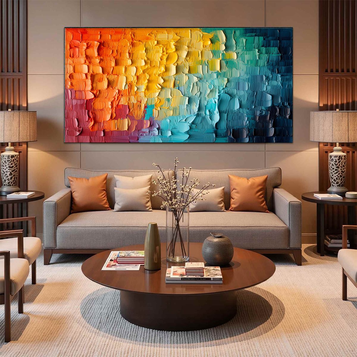 CHROMATIC FLOW: Textured Impasto Abstract Oil Painting - Image 7