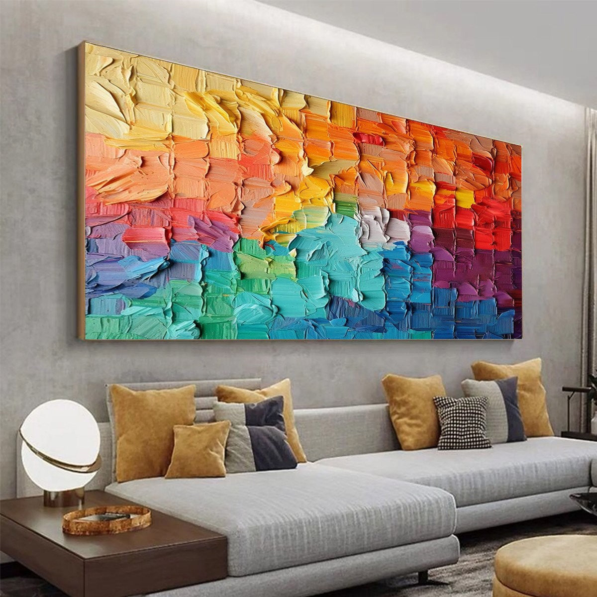 RAINBOW HARMONY: Textured Impasto Abstract Oil Painting - Image 4