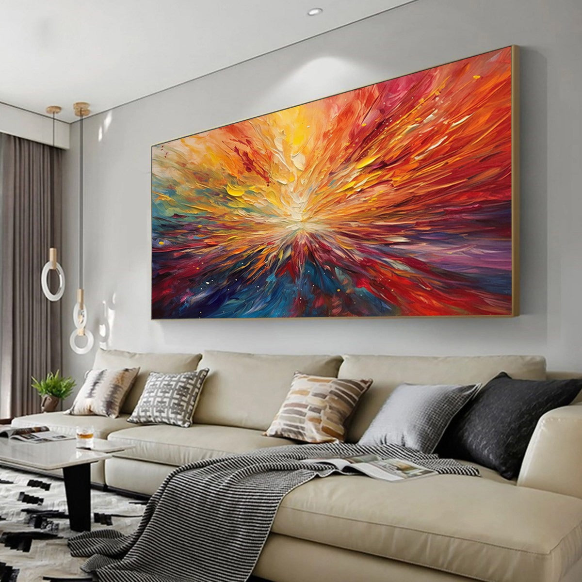 SOLAR FLARE: Textured Impasto Abstract Oil Painting - Image 4