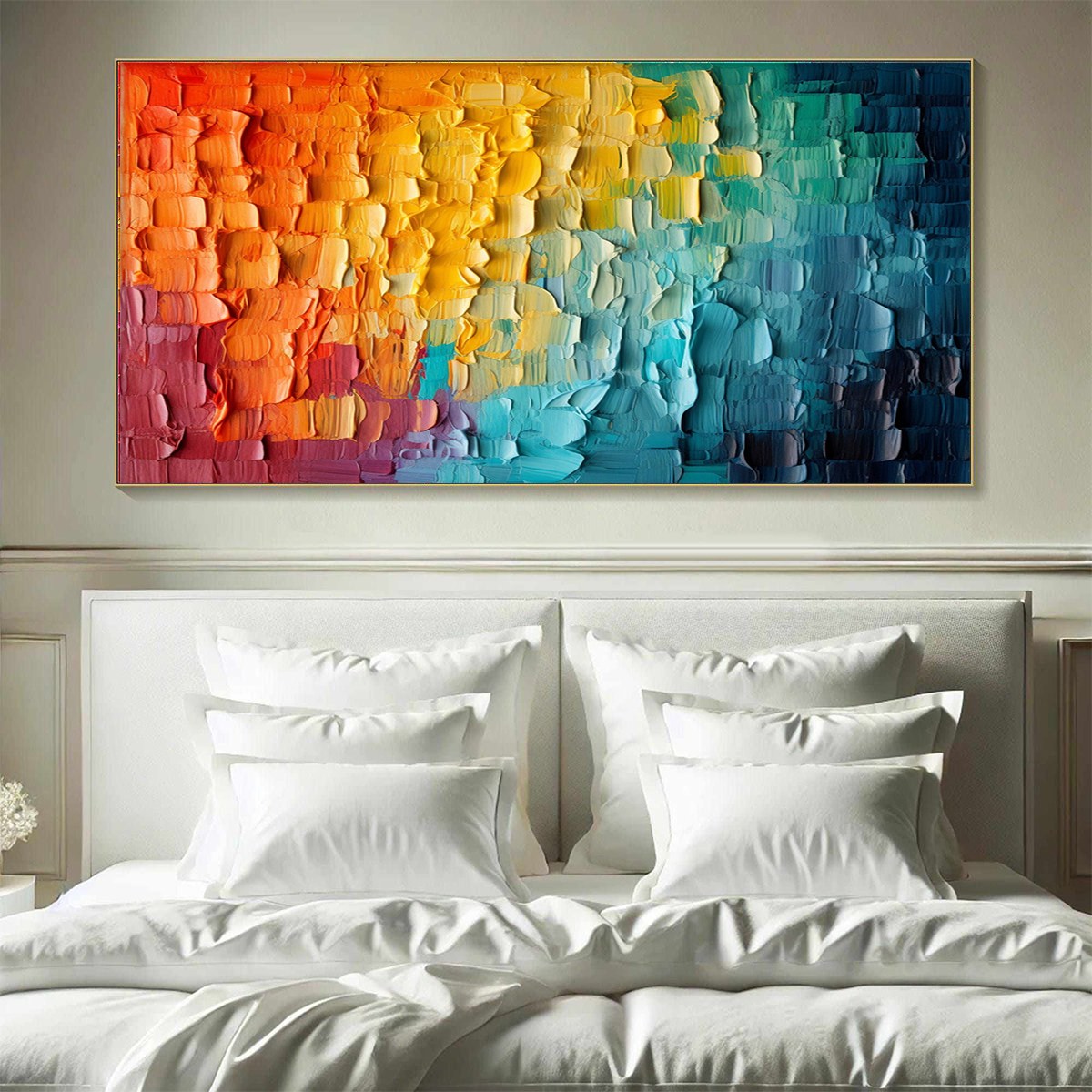 CHROMATIC FLOW: Textured Impasto Abstract Oil Painting - Image 2