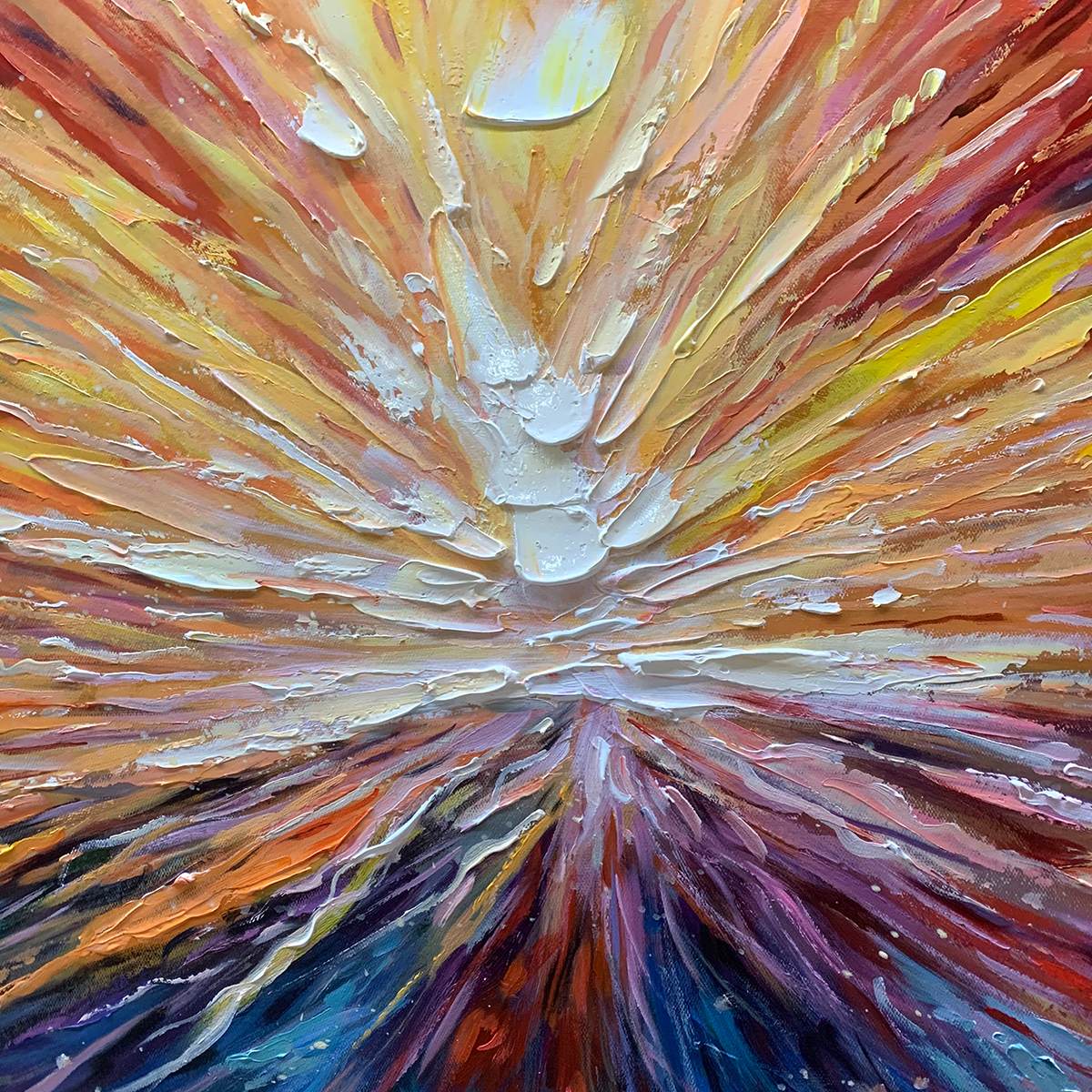 SOLAR FLARE: Textured Impasto Abstract Oil Painting - Image 3