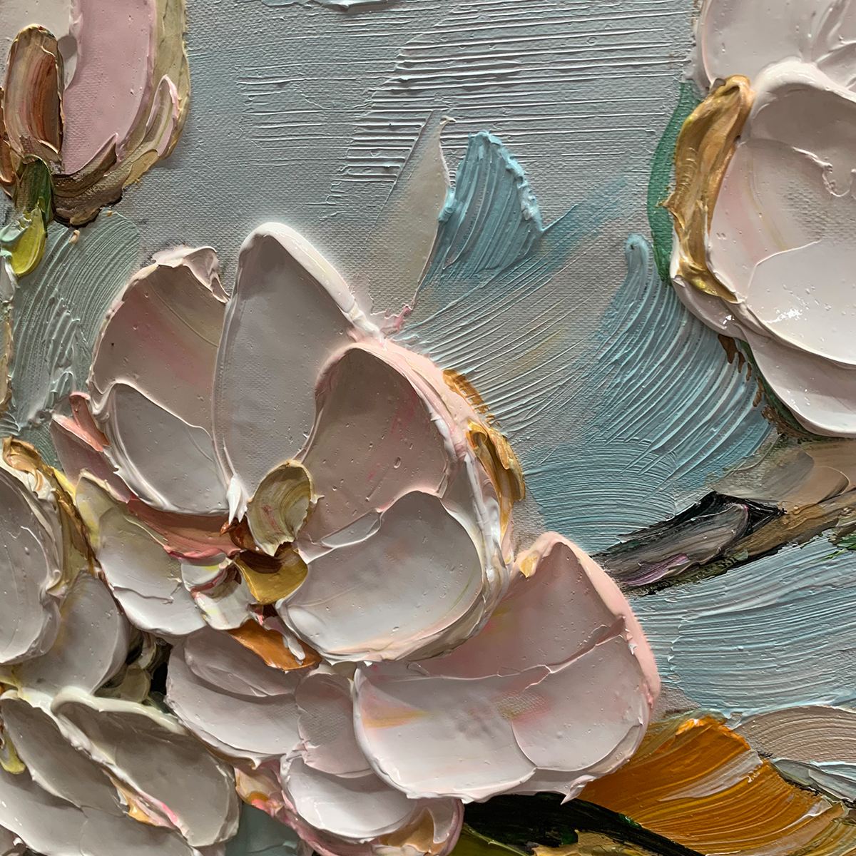 BLOSSOM SERENADE: Textured Impasto Floral Oil Painting - Image 5