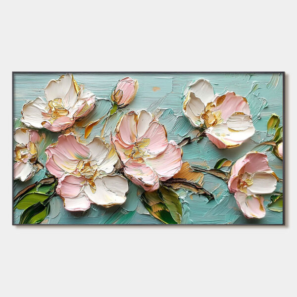 BLOSSOM SERENADE: Textured Impasto Floral Oil Painting