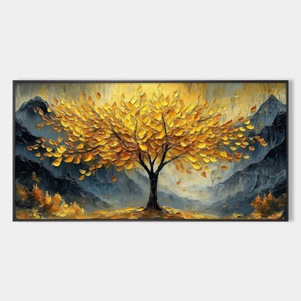 GOLDEN MAJESTY: Textured Landscape Oil Painting
