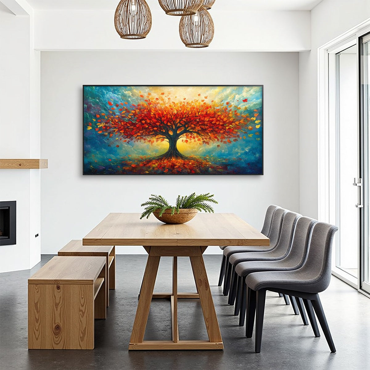 AUTUMN FIRE: Textured Landscape Oil Painting - Image 7