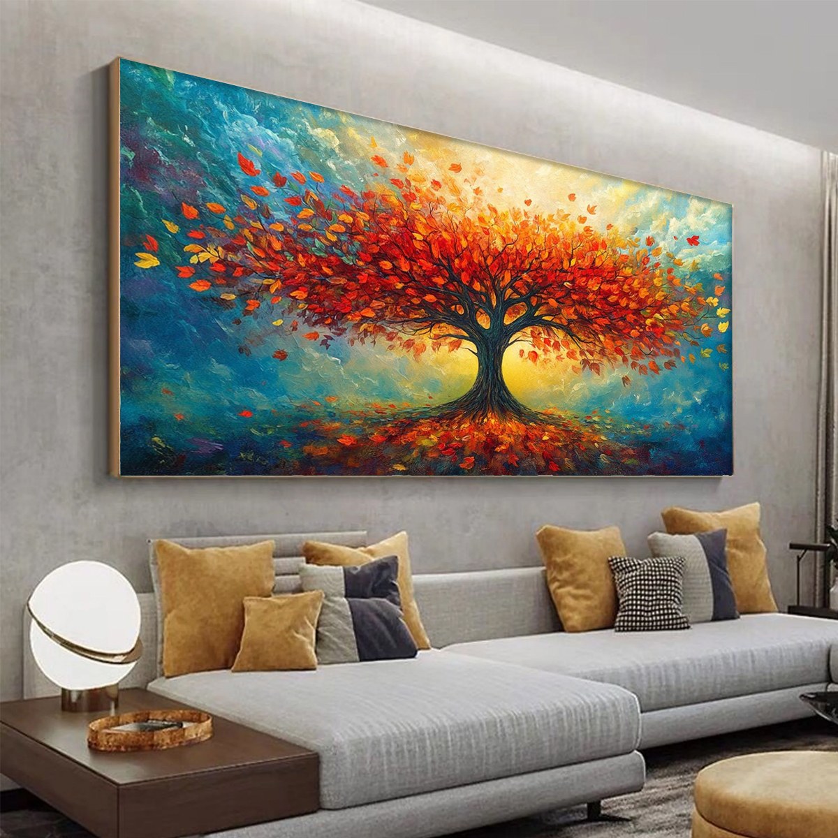 AUTUMN FIRE: Textured Landscape Oil Painting - Image 4
