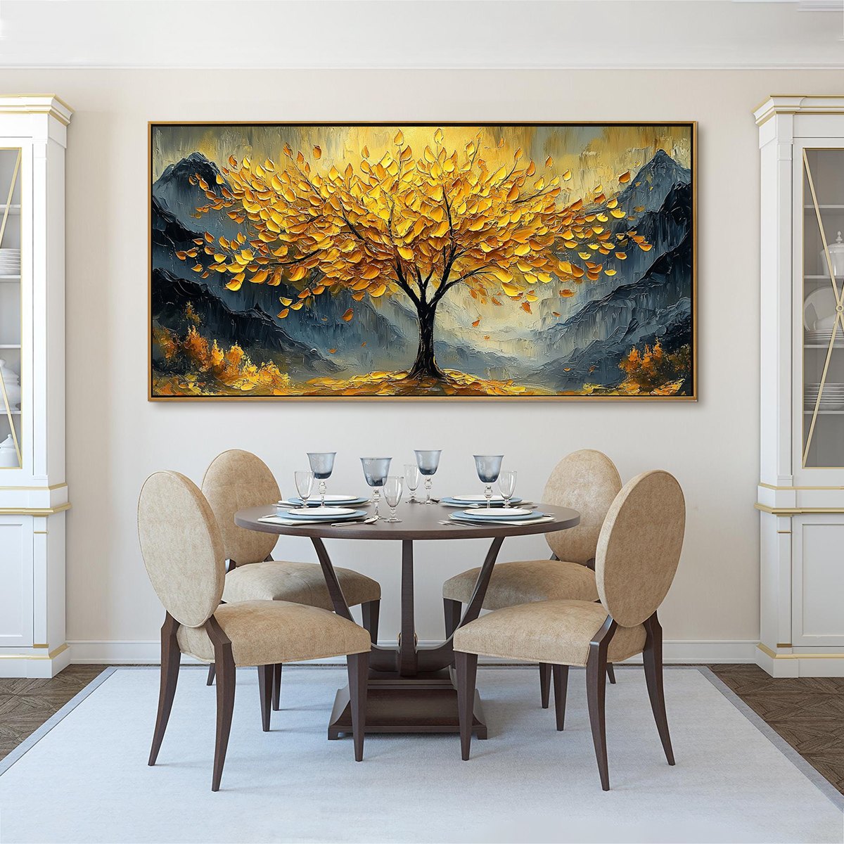 GOLDEN MAJESTY: Textured Landscape Oil Painting - Image 6