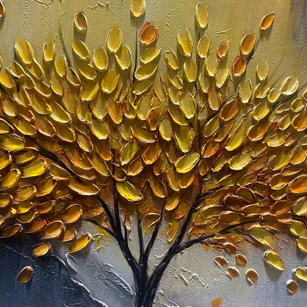 GOLDEN MAJESTY: Textured Landscape Oil Painting - Image 5