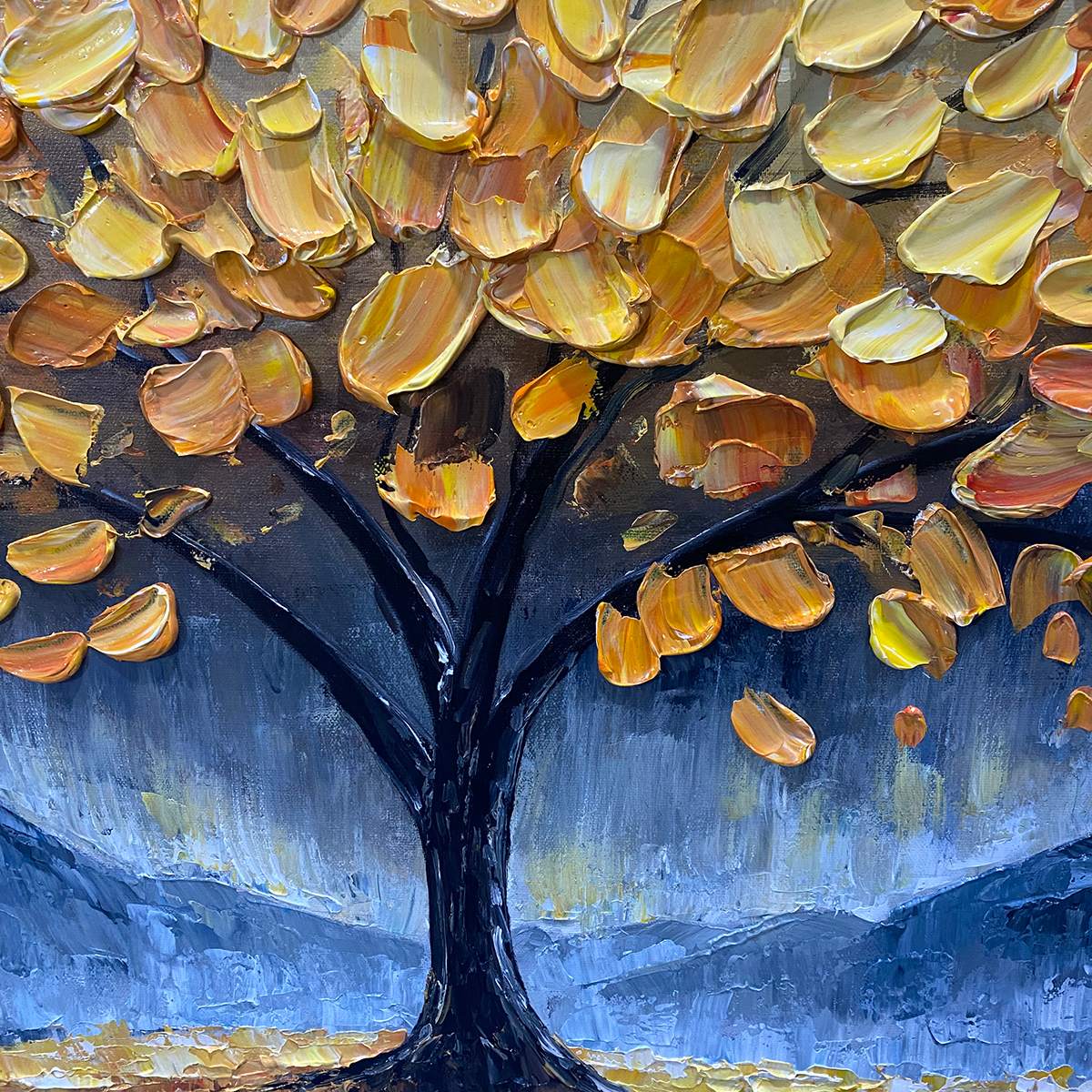 GOLDEN SANCTUARY: Textured Landscape Oil Painting - Image 3