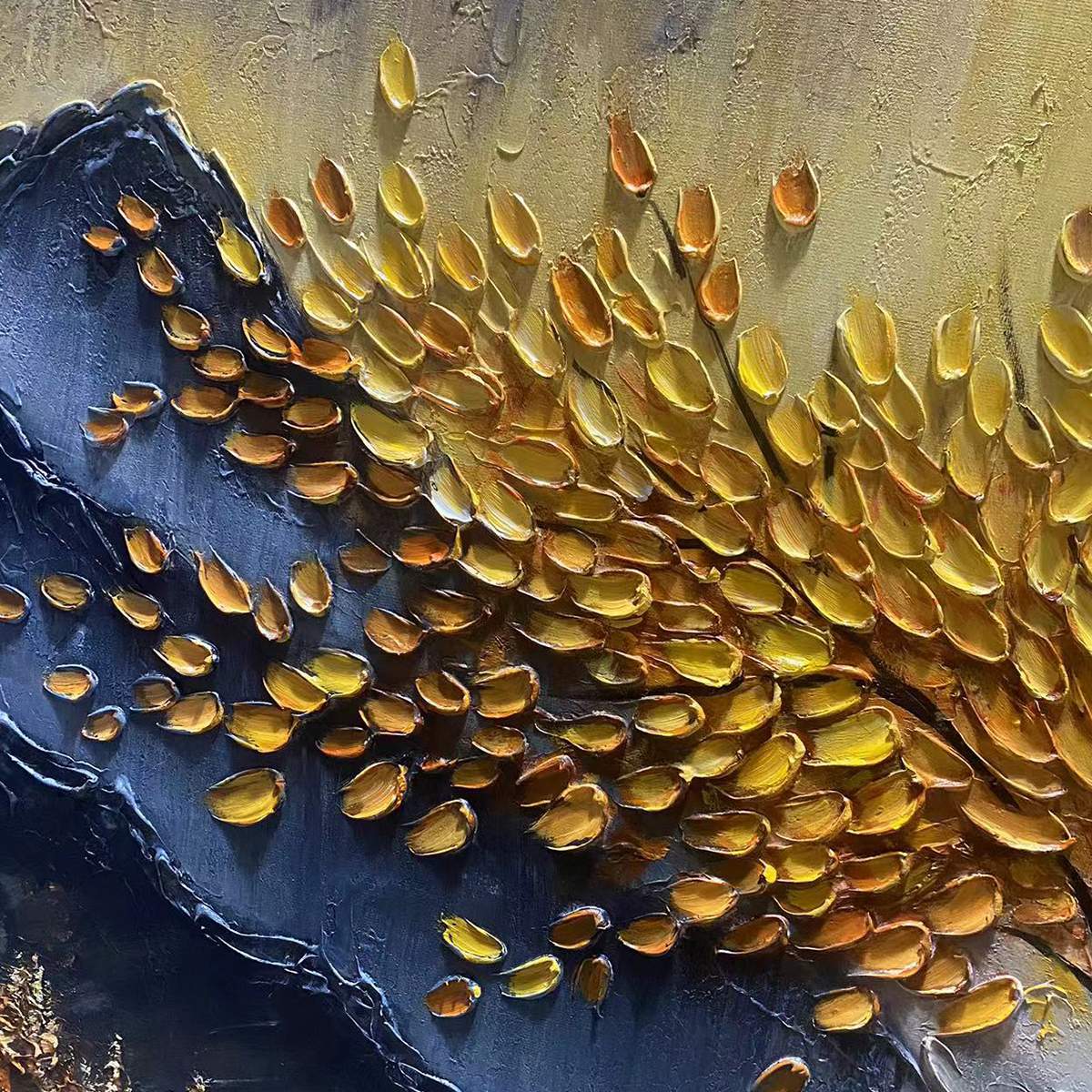 GOLDEN MAJESTY: Textured Landscape Oil Painting - Image 3