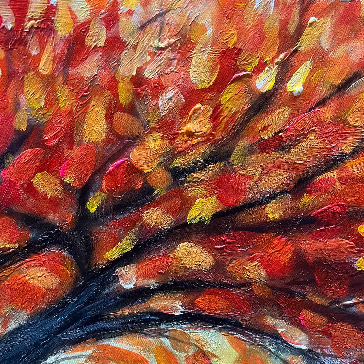 AUTUMN FIRE: Textured Landscape Oil Painting - Image 3